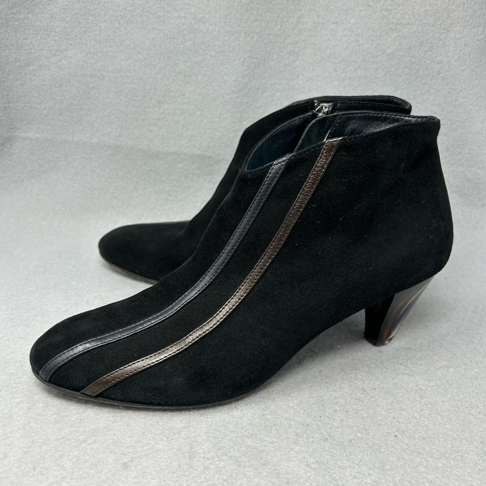 Thierry Rabotin Women’s Size 40/9.5, Black Suede Leather Side Zipper Ankle Boot
